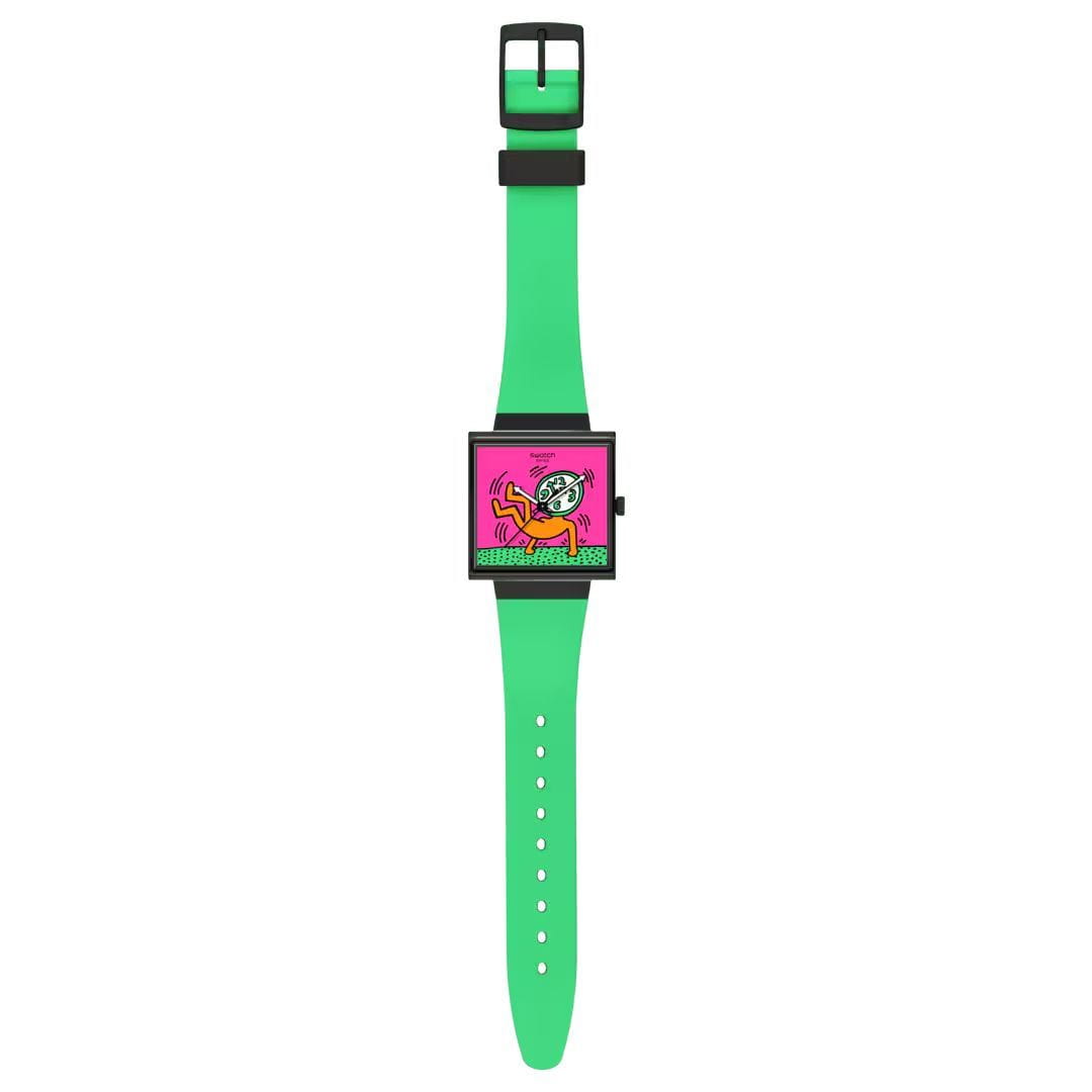 Swatch Swatch Square Bioceramic Standard SO34Z102, bioceramic швейцария женские часы на браслете биоматериал боковой вид